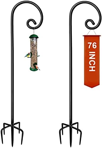 Koutemie 76 Inch Shepherds Hooks for Outdoor Hanging Plant, 2 Pcs