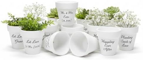YESIACE White Terracotta Flower Pots with Drainage Holes, 4 Inches