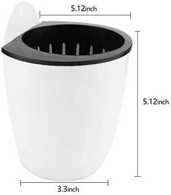 Jucoan 9 Pack Self Watering Wall Hanging Planters Pots for Indoor Plant, 5 Inch White Plastic Lazy Flower Pot with 9 Hooks for Garden Fence, Porch, Wall