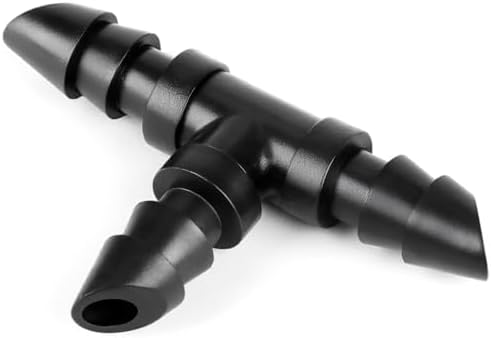 60 Pieces 1/4" Drip Irrigation Tee Fittings：1/4'' Drip Line Double Barbed Tee Connectors for 1/4 Inch Irrigation Tubing Quarter Inch 3-Way T Connector for Irrigation System