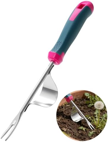 2026 Upgraded Weed Puller Tool, Leverage Base & V-Shaped Forks, Hand Weeder