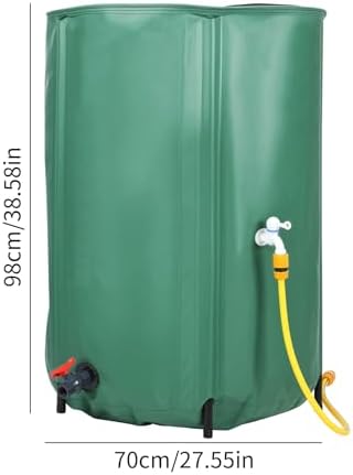 Collapsible Rain Barrel, 100 Gallon Portable Water Storage Tank, Foldable Rainwater Collector System, Outdoor Garden Water Catcher Drum, Dual Spigots Container with Overflow Kit & Filter Green