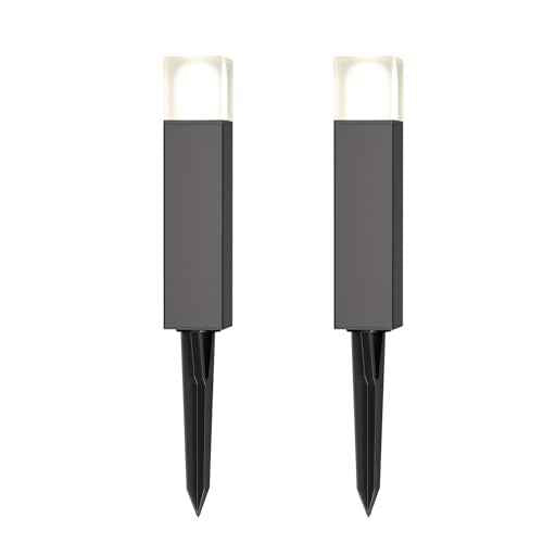 G4 LED Low Voltage Bollard Path Lights Brown 2 Pack | 1.2W 80LM 2700K Warm White Replaceable Bulb Metal Body Glass Head Metal Stake Quick Connector Walkway Yard Garden