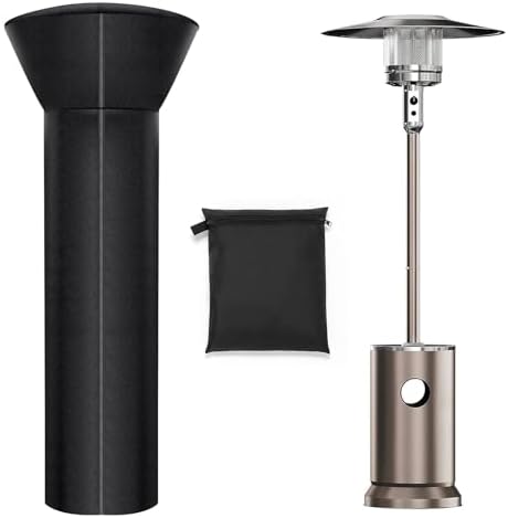 Patio Heater Covers, Heavy-duty and Weather-resistant Oxford Fabric, Waterproof, Dust-proof, Snow-proof, Windproof, with Zipper and Storage Bag (Round Stand Up)
