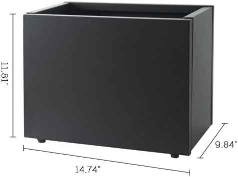 Metal Planter Box Rectangular Planter, 15.7" Lx 9.8" Wx 11.8" H Black Small Planters with Drainage Holes, Galvanized Steel Tall Planters for Patio/Porch
