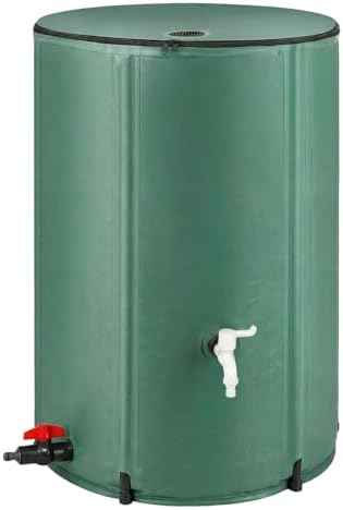 100 Gallon Collapsible Rain Barrel,to Collect Rainwater from Gutter Downspouts, Heavy Duty PVC Rainwater Collection System, with Spigots top Mesh Cover and Overflow Valve,for Garden Lawn Irrigation