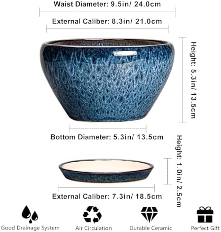 Ceramicfor Ceramic Pots for Plants - 9 Inch Plant Pot Indoor with
