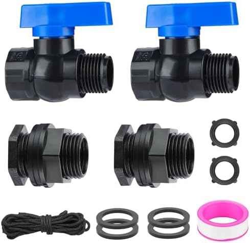 PVC Rain Barrel Spigot Kit 3/4" GHT Garden Diverter Kit With Bulkhead Fitting Garden Hose Faucet Thread Ball Valve for Water Adapter Tanks, Aquariums Rain Barrel Diverter Kit （2 Pack）