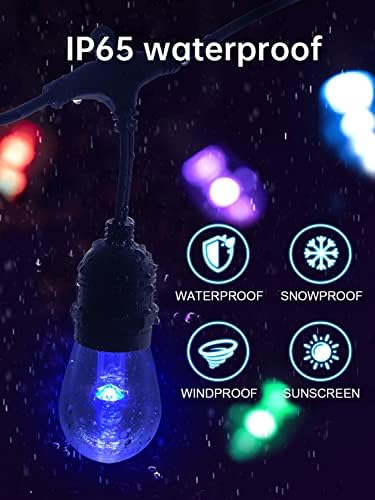 Commercial Grade 96FT LED Outdoor String Lights with Remote Control