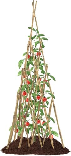 Garden Bamboo Trellis for Climbing Plants Outdoor, Adjustable Height