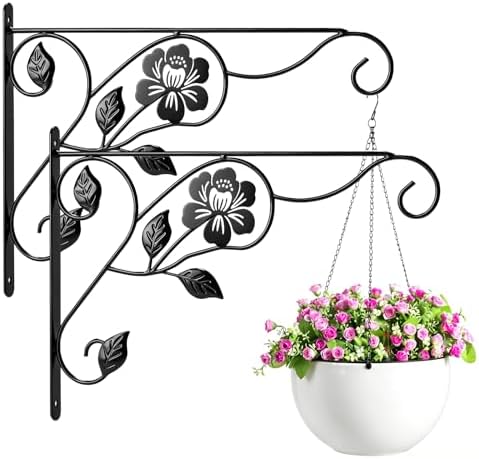 2 Pack Hanging Plant Brackets,Heavy Duty Plant Hangers Iron Hooks