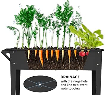 Raised Planter Box Outdoor with Legs Elevated Raised Garden Bed with Wheels Flower Boxes Outdoor Standing Planter for Vegetables Flowers Herbs Planting,Black