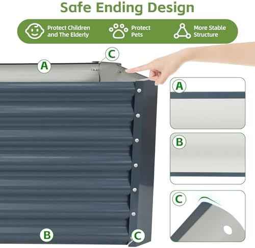 4x2x1.86ft Raised Garden Bed - Galvanized Deep Root Planter Boxes Outdoor with Wing Nuts and Safety Edges for Gardening Vegetables, Flowers, Herbs, Succulents - Gray