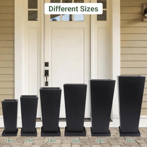 20" Metal Tall Outdoor Planters Set of 2, Durable & Wealtherproof