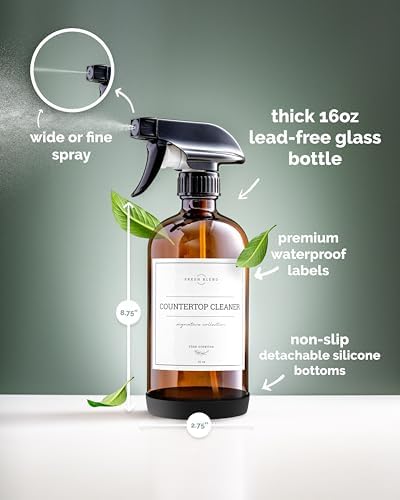 Vine Creations Amber Glass Spray Bottles, 2 Pack Glass Refillable