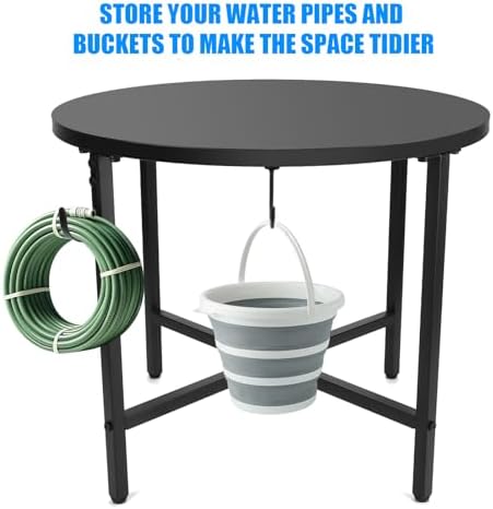 Z8 Solid Rain Barrel Stand with Bucket & Hose Hooks Heavy Duty Water