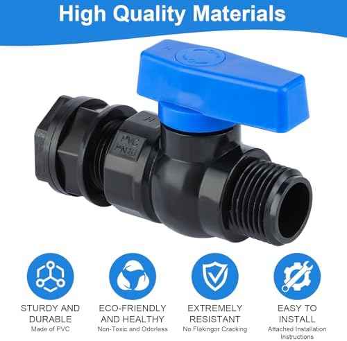 PVC Rain Barrel Spigot Kit 3/4" GHT Garden Diverter Kit With Bulkhead Fitting Garden Hose Faucet Thread Ball Valve for Water Adapter Tanks, Aquariums Rain Barrel Diverter Kit （2 Pack）