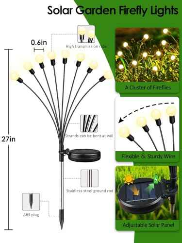 Warm White Firefly Solar Garden Lights – 8 Pack