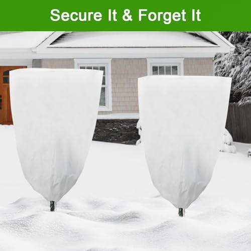 YDSL 3 Pack Plant Covers Freeze Protection, 48"×72" 1.77oz/yd² Plant Frost Covers for Outdoor Plants Shrub Potted Plants Use, Winter Cloth Plant Tree Cover with Drawstring for Cold Weather