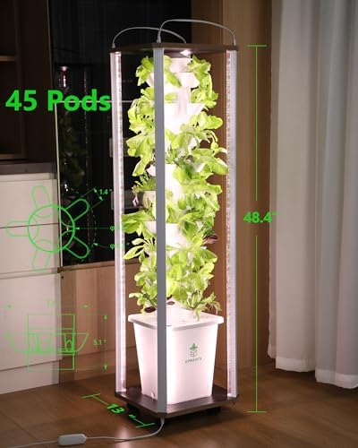 Hydroponics Tower Growing System,45 Pods Vertical Indoor Garden,360°