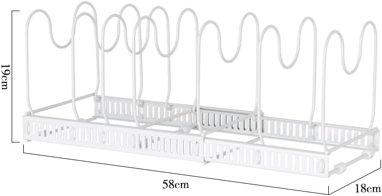 Expandable Pots and Pans Organizer Rack, 7 Compartments, White