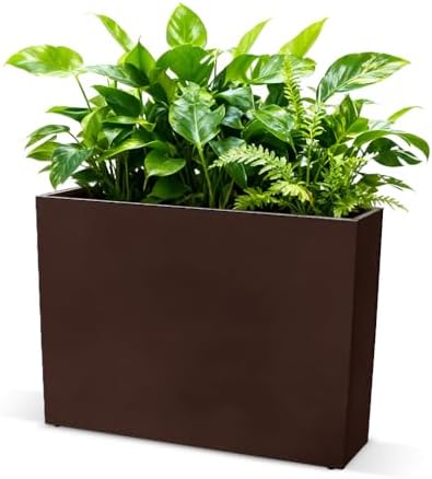 Metal Tall Long Planter Box Large Rectangular Planter Flower Pot with