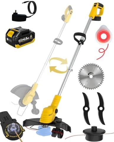 20000 RPM(4.0AhX1) Electric Weed Wacker,Dual-Durable-Line,Metal