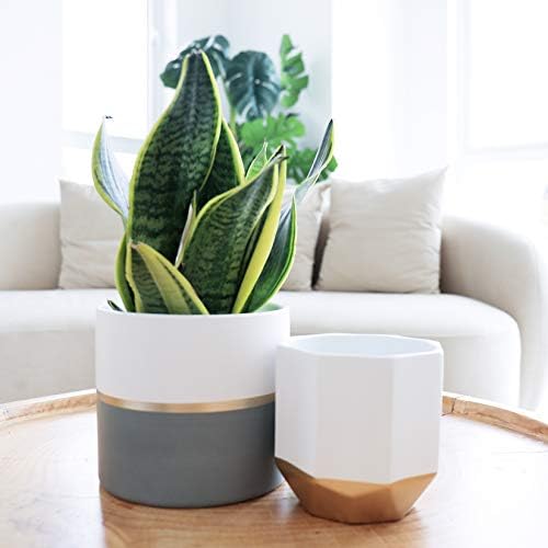 LA Jolie Muse Ceramic Flower Pots, 6.7 & 5.4 Inch Indoor Plant Pot Set of 2