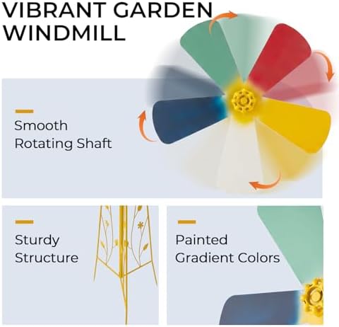 Outvita 8FT Ornamental Windmill for Yard, Heavy Duty Durable Metal