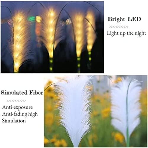HUSSAIN Solar Garden Fairy Light, Reed Fiber Optic Light, Outdoor Solar Garden Lights Waterproof LED for Patio Yard Lawn Driveway Pathway (White Light,4 Pack)