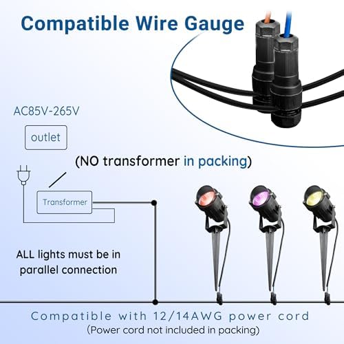Christmas Landscape Lights 12W RGBW Outdoor Spot Lights for Yard, Low