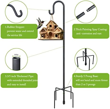 Highpro Shepherds Hooks for Outdoor 47 Inch Bird Feeder Pole Squirrel