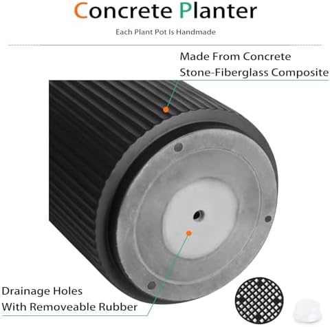 Heyzier Round Concrete Planter Outdoor Indoor, Large Cement Plant Pots