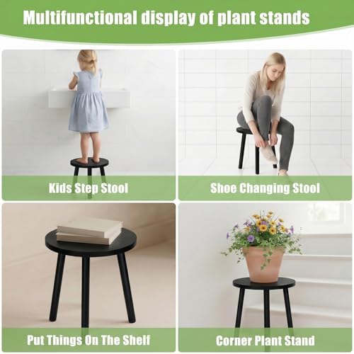 Wood Plant Stands Indoor, Black Plant Stand Modern Plant Table for