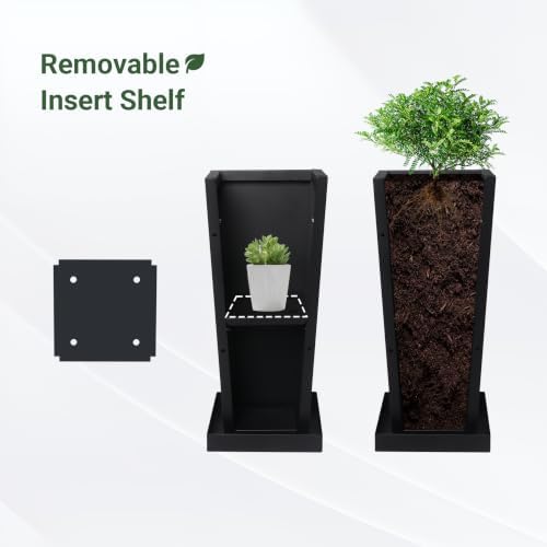 20" Metal Tall Outdoor Planters Set of 2, Durable & Wealtherproof