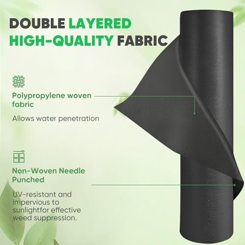 Non-Woven Thick Weed Barrier Fabric 3FT x 32FT, 3.2 oz Heavy Duty Weed Barrier Landscape Fabric, Ground Cover for Superior Weed Control, Easy Setup for Gardens, Landscaping, Flower Beds
