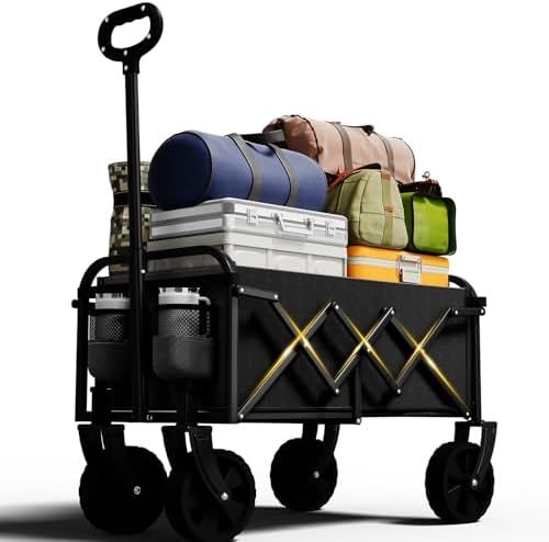 Foldable Wagon, Collapsible Wagon with Wheels, Small Wagons Cart with
