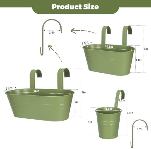3 Different Size Metal Iron Hanging Flower Pots 10 Pcs for Outdoor