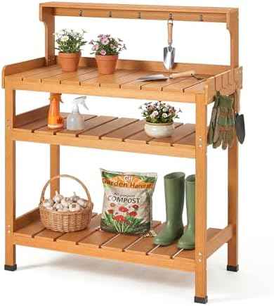 Frogprin Potting Bench Table, Extra-Large Outdoor Garden Potting Bench-HDPS