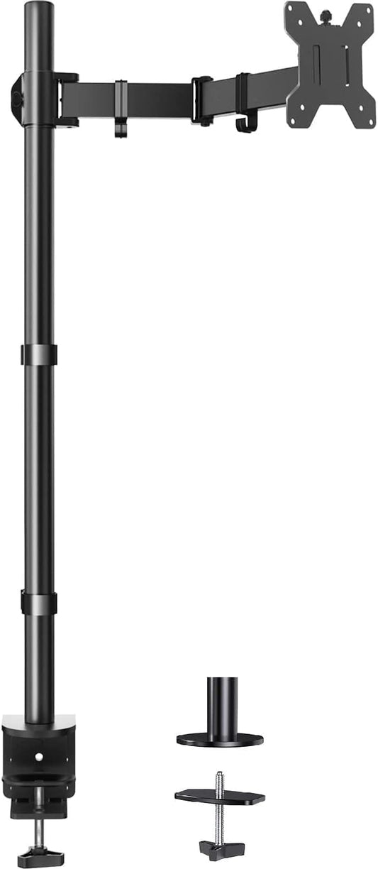 HUANUO Single Monitor Arm with 39 inch Extra-Tall Pole, Adjustable Computer Desk Mount for 13–32 inch Screens and up to 38 inch Ultrawide Screens, Hold 22 lbs, Monitor Stand with C-Clamp & Grommt Base - Field & Nook