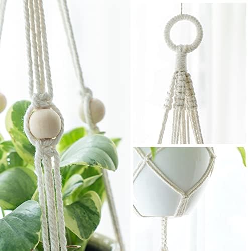 Mkono Macrame Plant Hanger 2 Tier 49" Hanging Plant Holder Indoor Outdoor