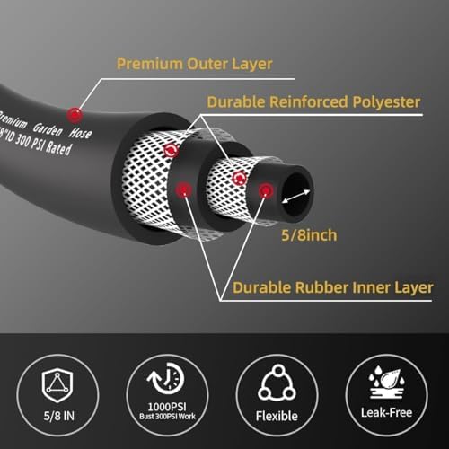 Wiseflow Leader Hose 3FT x 5/8" Heavy Duty Water Hose with Brass Male
