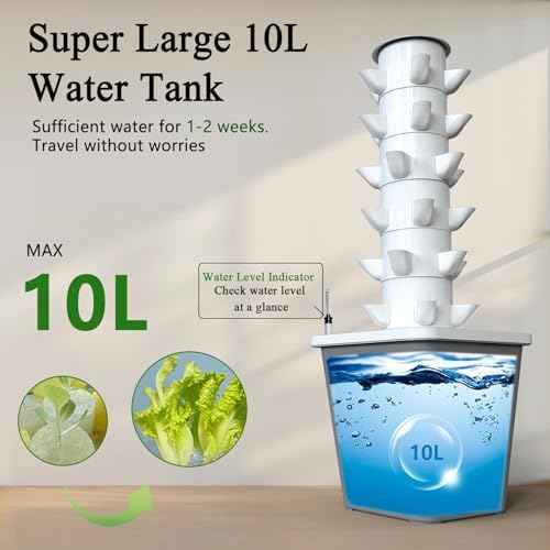 Hydroponics Growing System, 30-Plant Indoor Hydroponic Tower with Timer and Pump System, Plants Germination Kit, Vertical Hydroponic System for Gardening Lover (No Seed)