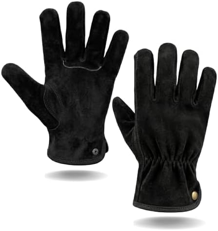 Leather Work Gardening Gloves for Men Women, Thorn-Proof Rose Pruning