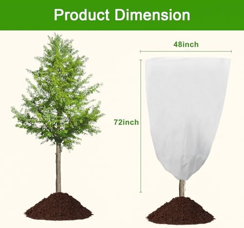 YDSL 3 Pack Plant Covers Freeze Protection, 48"×72" 1.77oz/yd² Plant Frost Covers for Outdoor Plants Shrub Potted Plants Use, Winter Cloth Plant Tree Cover with Drawstring for Cold Weather