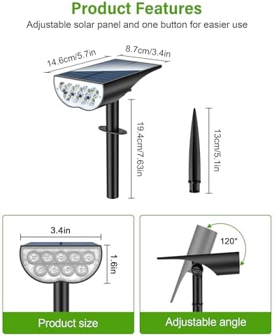 Solar Spot Lights Outdoor Waterproof, Solar Landscape Lights Outdoor