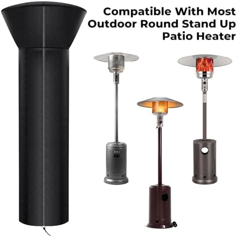 Patio Heater Covers, Heavy-duty and Weather-resistant Oxford Fabric, Waterproof, Dust-proof, Snow-proof, Windproof, with Zipper and Storage Bag (Round Stand Up)
