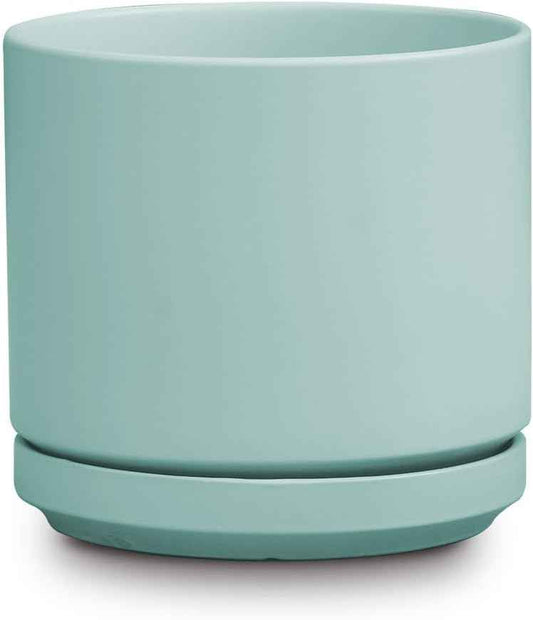 Ceramic Mid Modern Planter Pots with Detached Saucer - Indoor/Outdoor Plant Pots with Drainage Hole