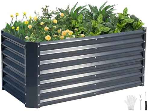 4x2x1.86ft Raised Garden Bed - Galvanized Deep Root Planter Boxes Outdoor with Wing Nuts and Safety Edges for Gardening Vegetables, Flowers, Herbs, Succulents - Gray