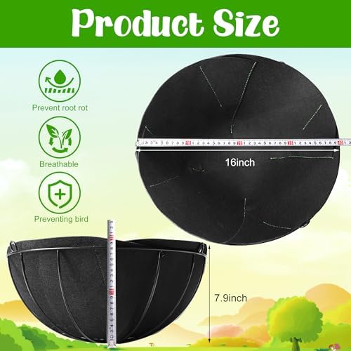 Adnee 4 Pcs 16 Inch Fabric Planter Basket Liner-Felt Flower Pot